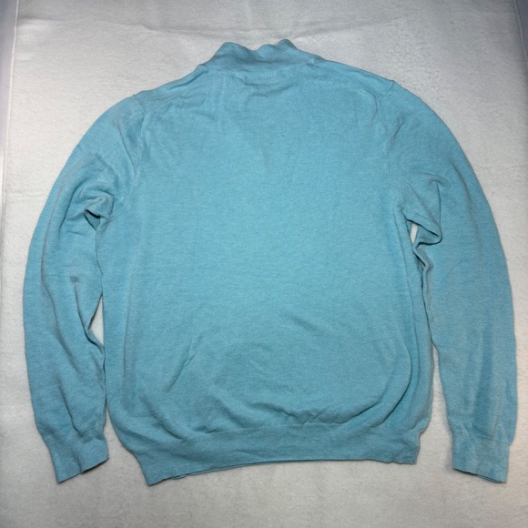 Brooks Brothers Mens XL Light Blue Cotton Silk Cashmere Quarter Zip Sweater - Picture 5 of 5